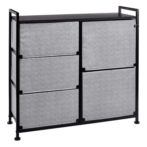 Amazon Basics closet organizer side view showing slim profile for compact spaces.