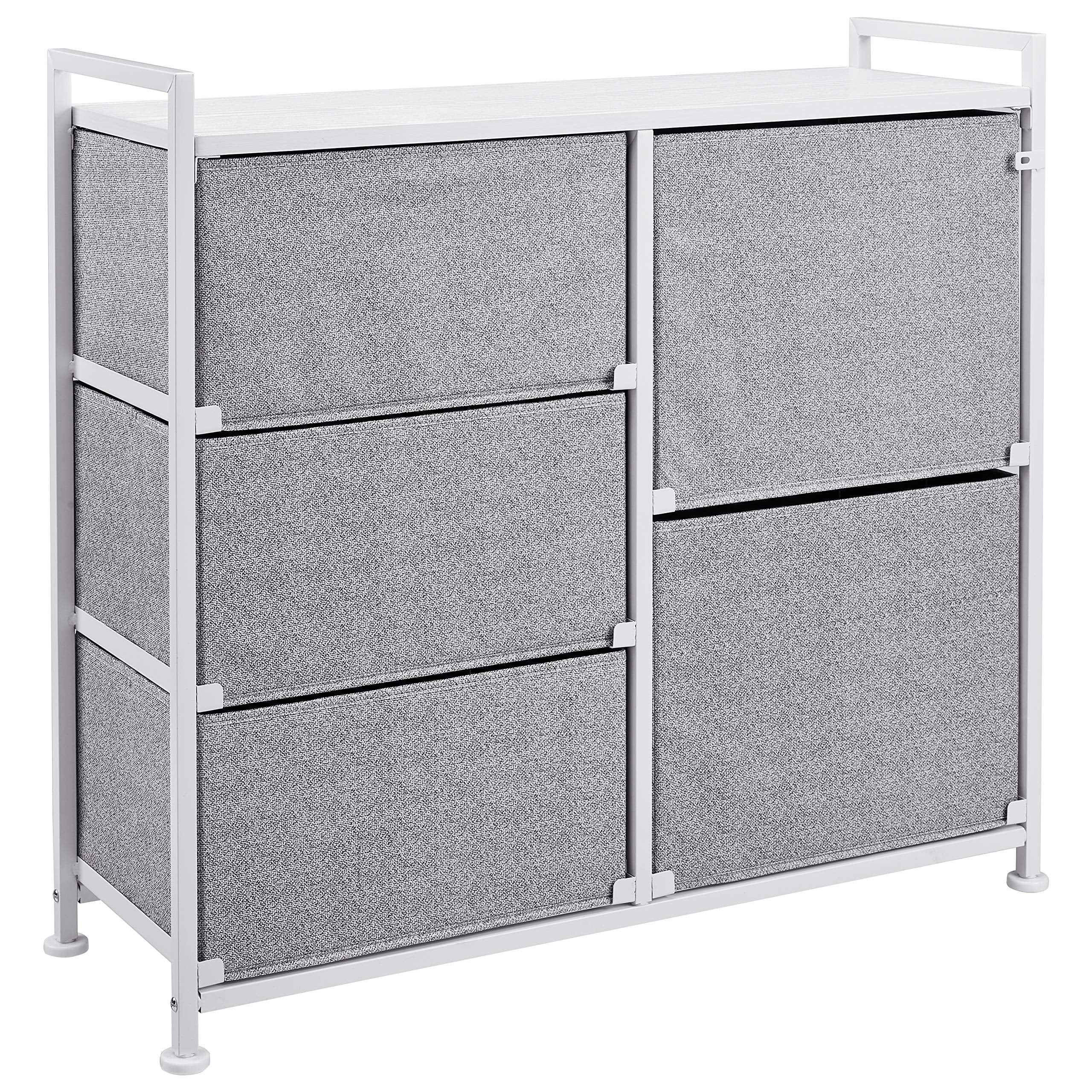Amazon Basics closet organizer in a bedroom setup fits clean decor.