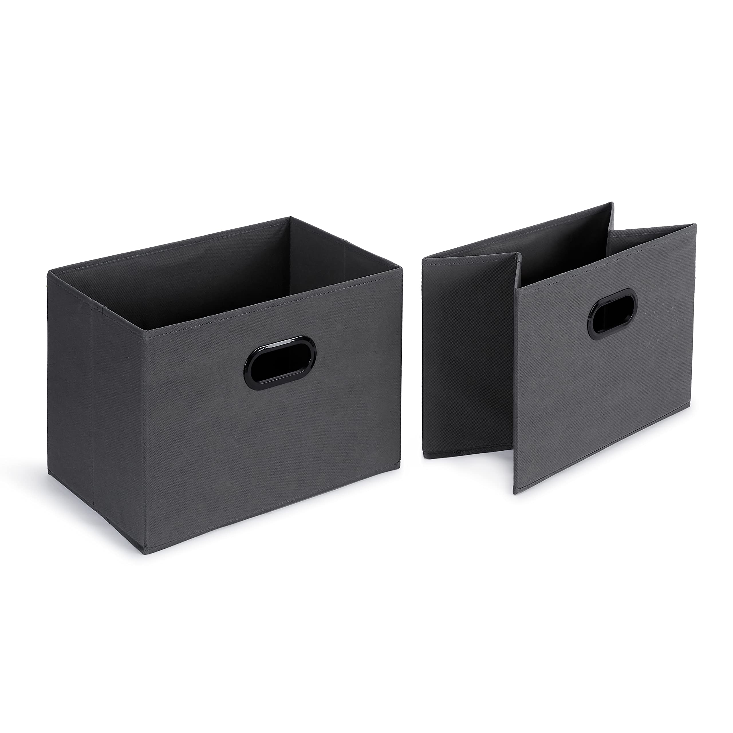 Amazon Basics closet organizer in a bedroom keeps essentials organized.