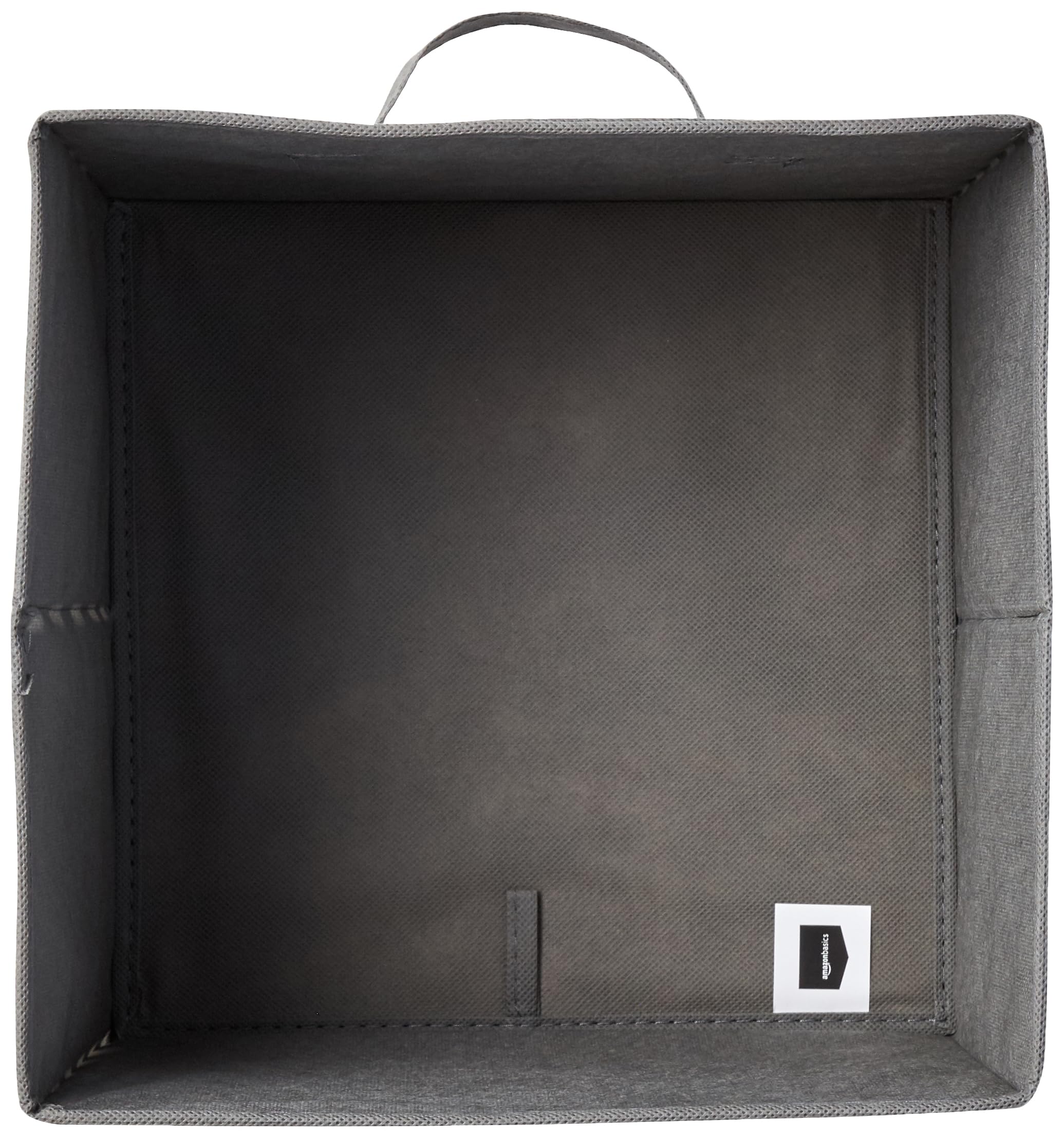 Amazon Basics collapsible bin folded flat for compact storage when not in use