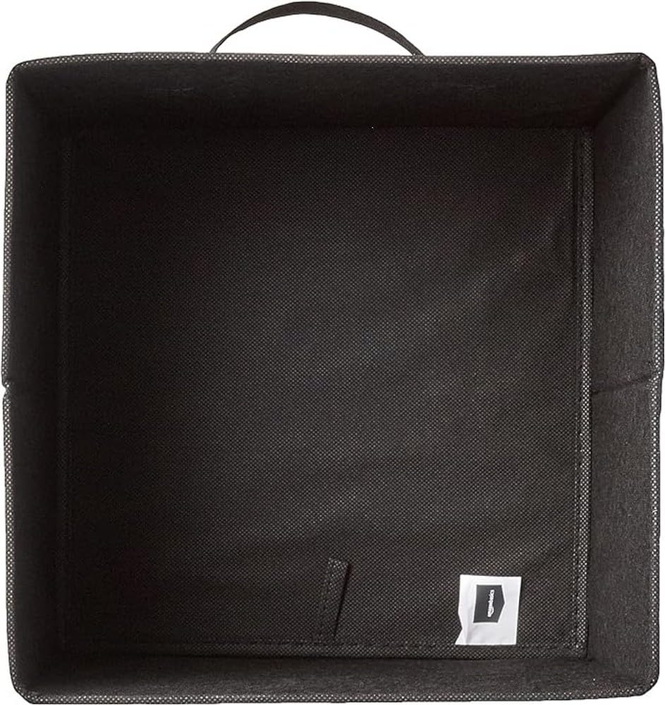 Amazon Basics storage bin open-top use on shelves.