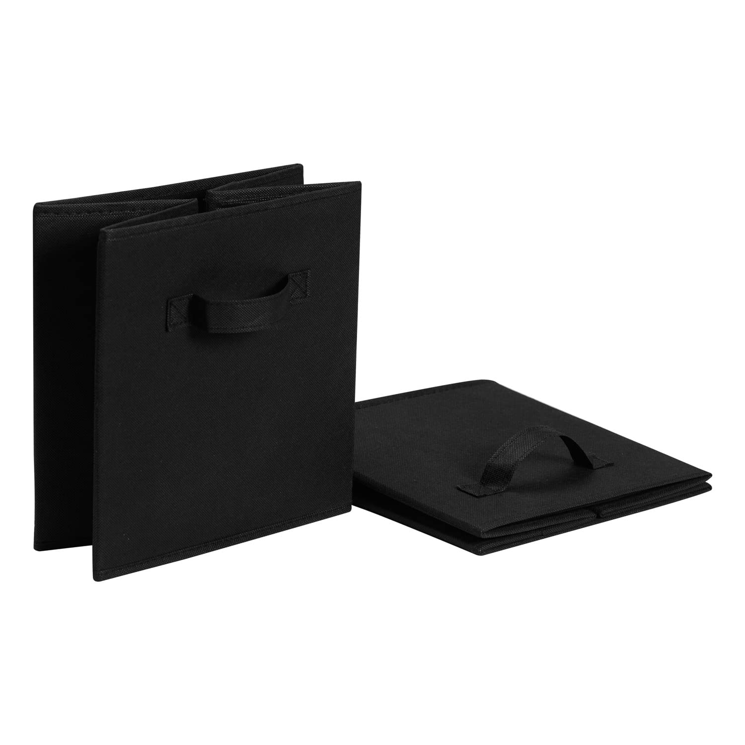 Amazon Basics collapsible storage bins fold flat for simple seasonal storage.