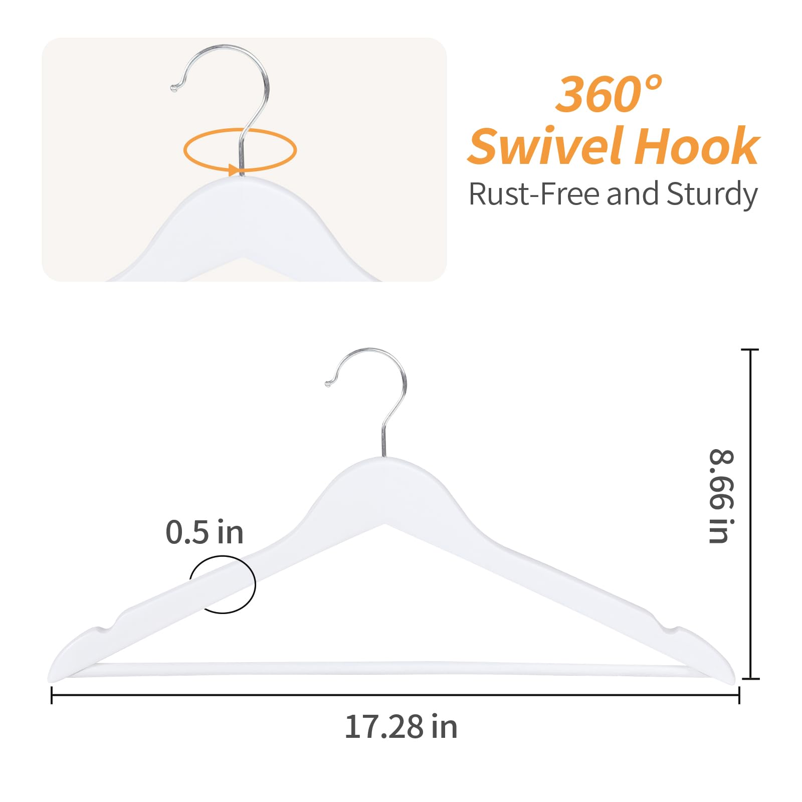 Contoured wood hanger supports jackets evenly to prevent shoulder collapse
