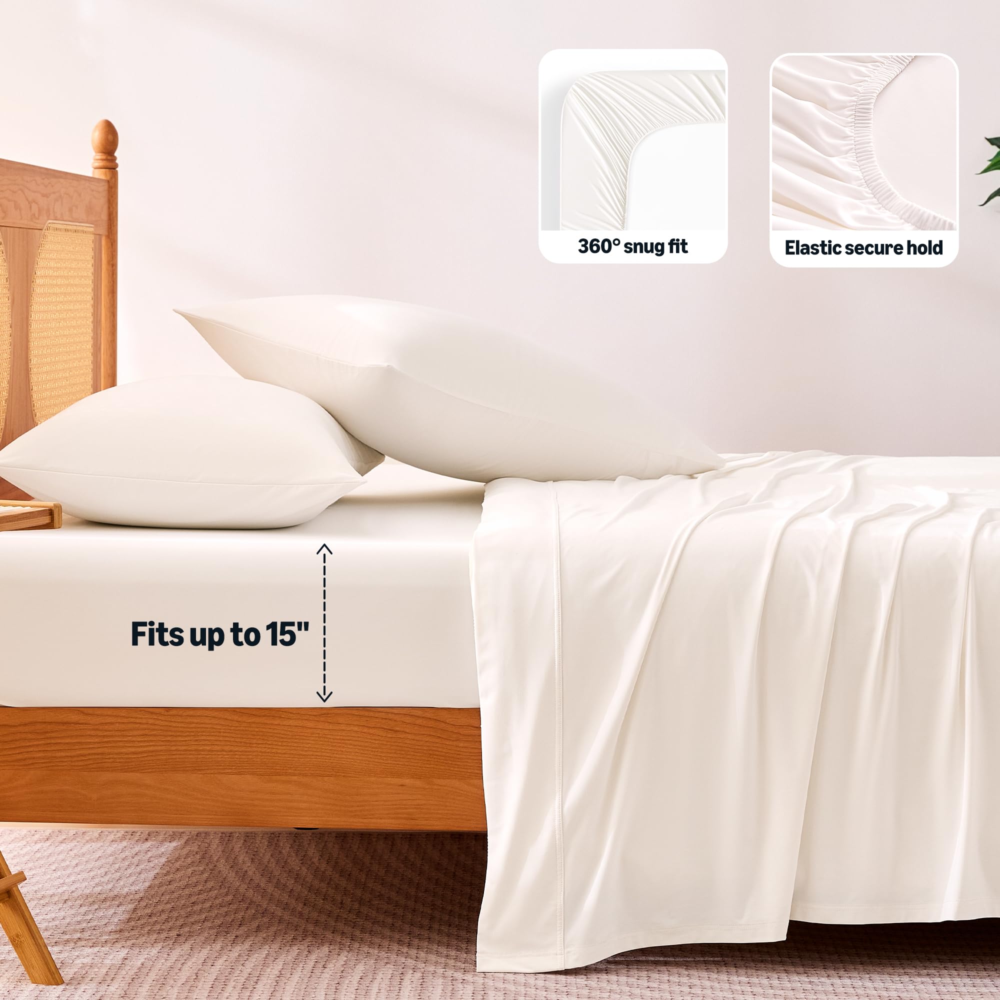 Amazon Basics cooling sheets pillowcases with envelope closure on a clean bed.