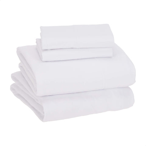 Amazon Basics king fitted sheet with elastic fits mattresses up to 14 inches.