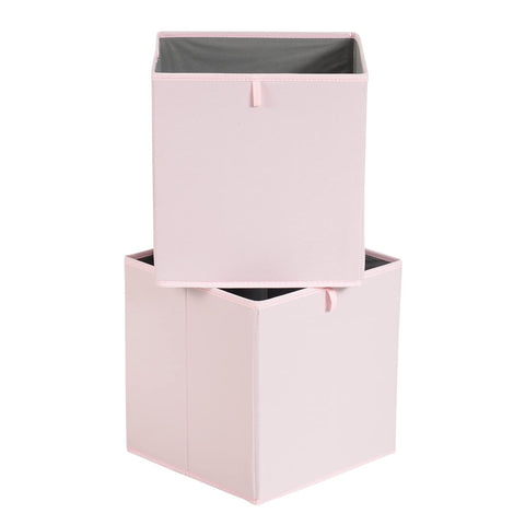 Amazon Basics cube bin on a shelf showing easy access and neat organization