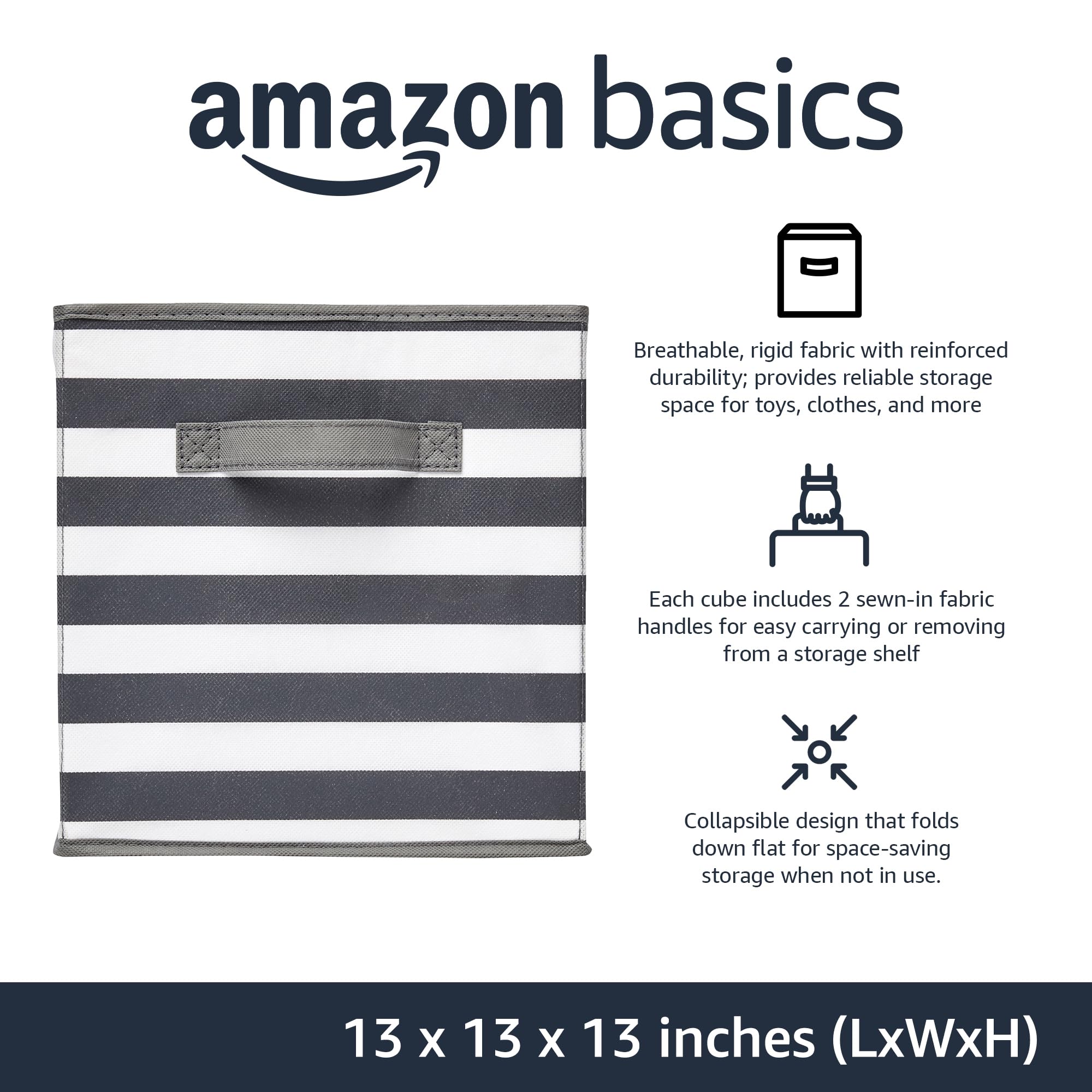 Amazon Basics cube organizer bin open-top design for shelf organization
