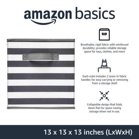 Amazon Basics cube organizer bin open-top design for shelf organization