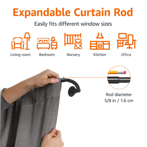 Amazon Basics blackout curtain rod installed in a bedroom setting