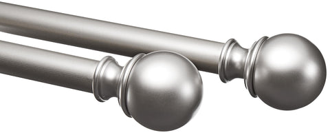 Amazon Basics curtain rod with nickel finish and round finials, sturdy for heavy fabrics