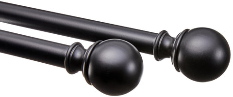 Amazon Basics curtain rod with round finials, durable metal construction for window coverage
