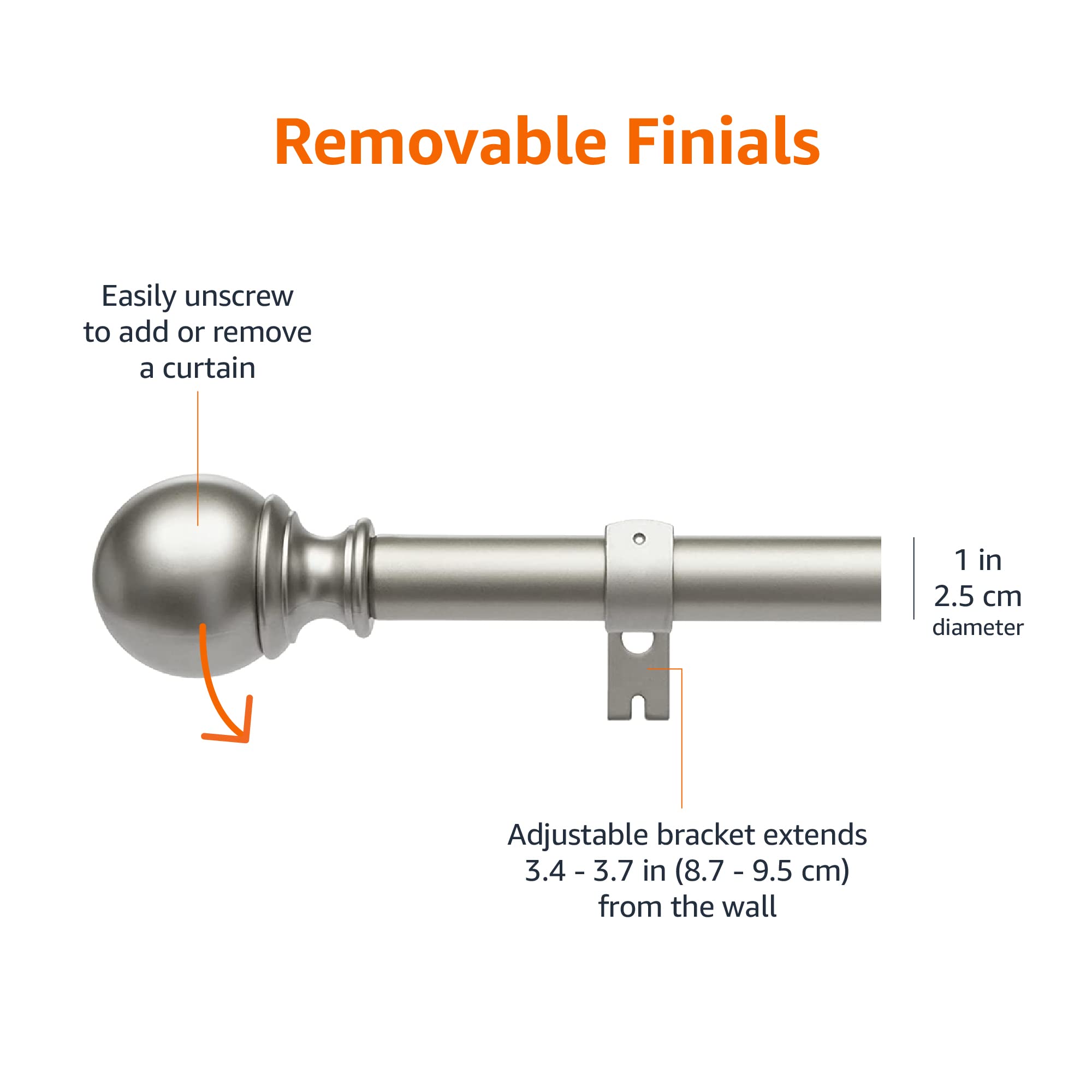 Amazon Basics curtain rod includes wall-mount hardware for quick setup