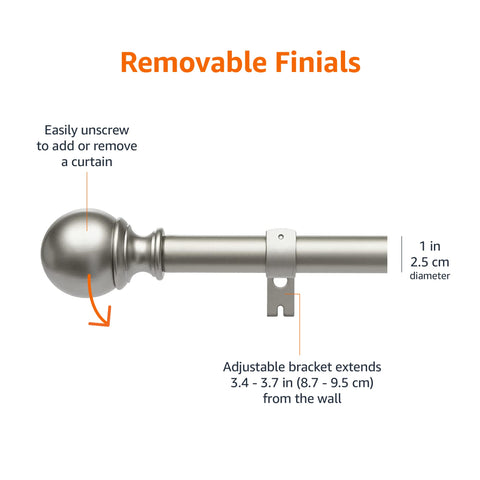 Amazon Basics curtain rod includes wall-mount hardware for quick setup