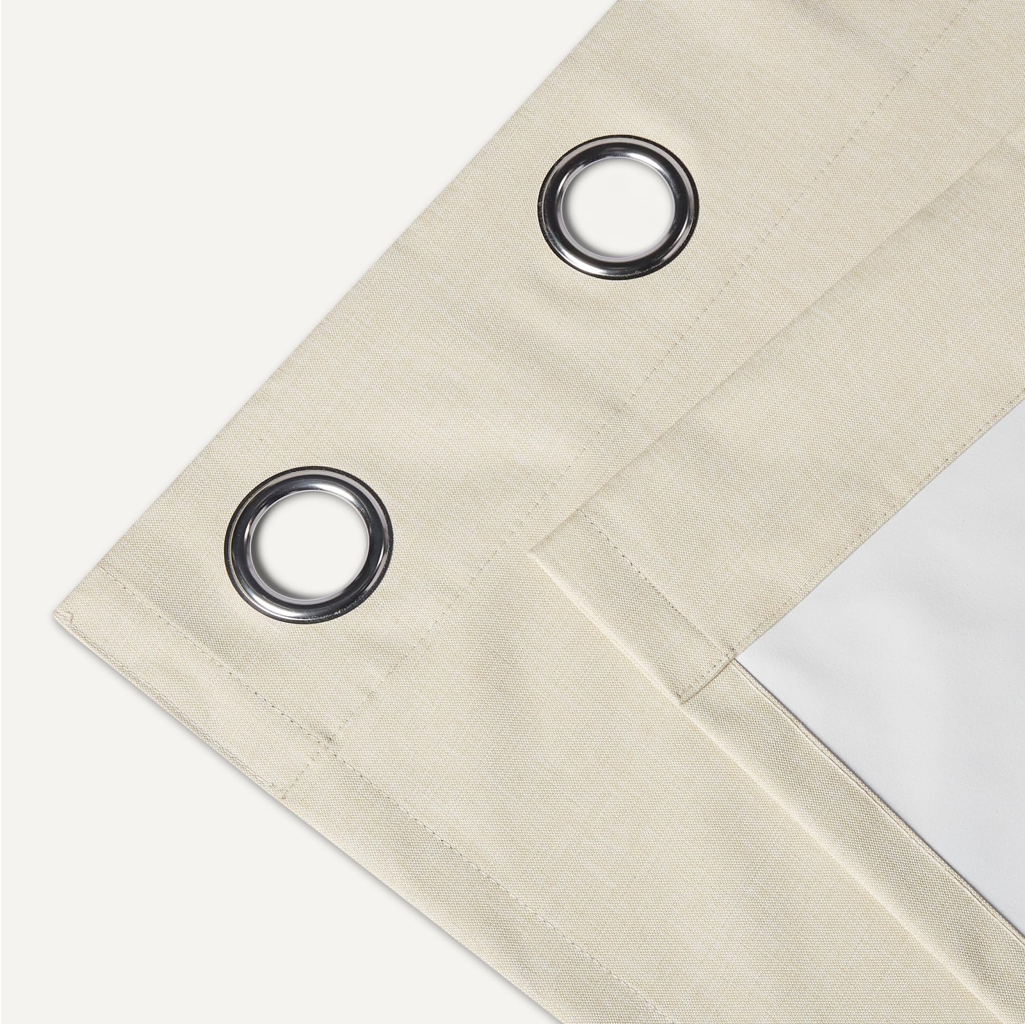Amazon Basics blackout curtains beige closeup texture showing easy-care fabric