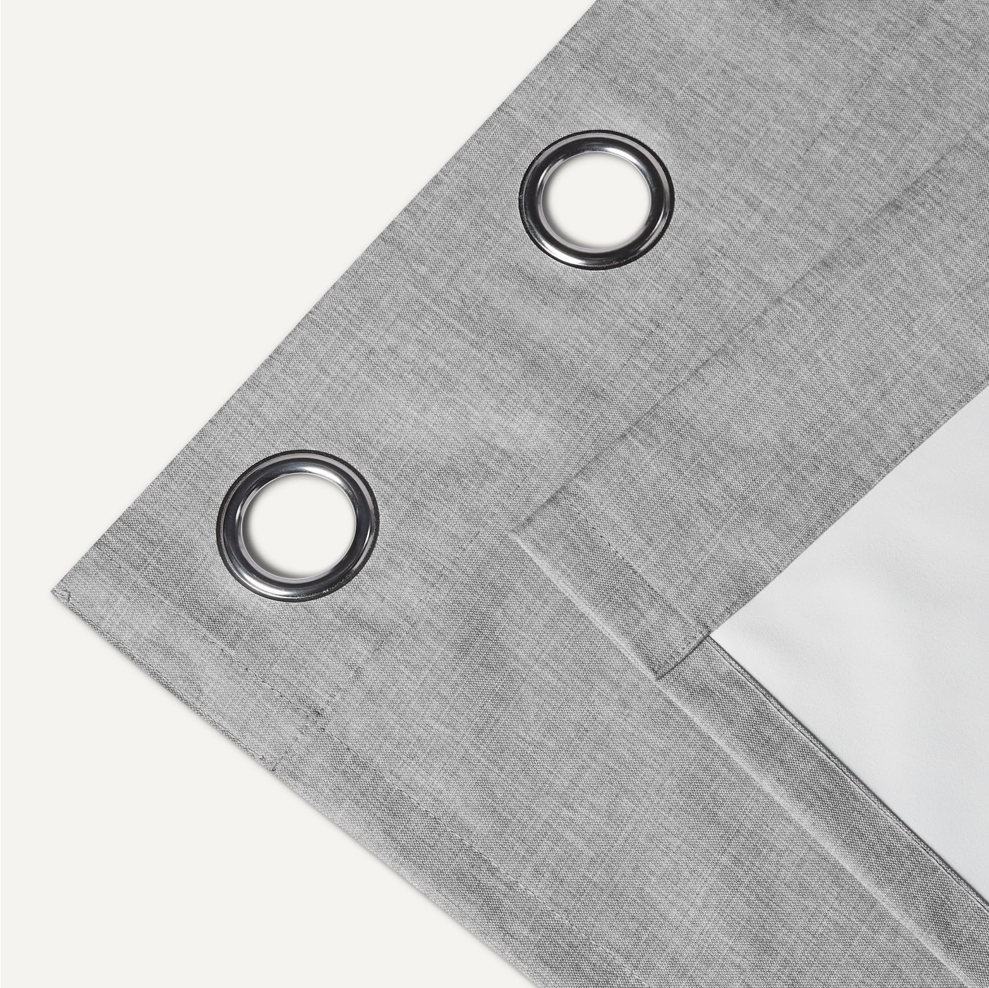 Machine washable Amazon Basics blackout curtains in dark gray ready for care