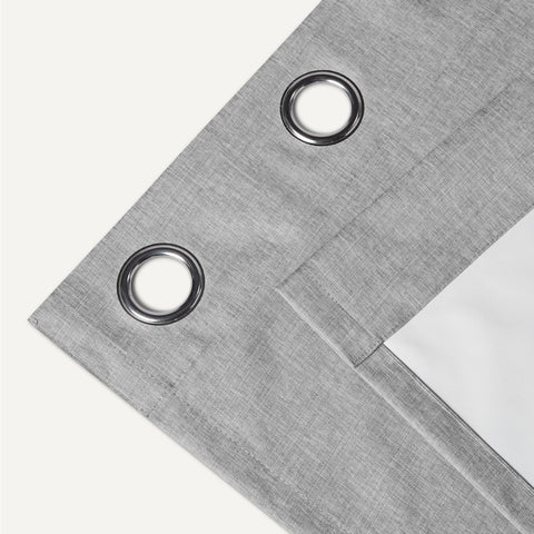 Machine washable Amazon Basics blackout curtains in dark gray ready for care