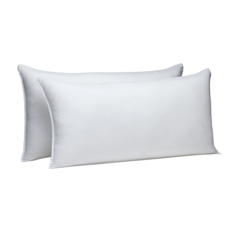Amazon Basics down-alternative pillow front view, soft support for stomach and back sleepers.