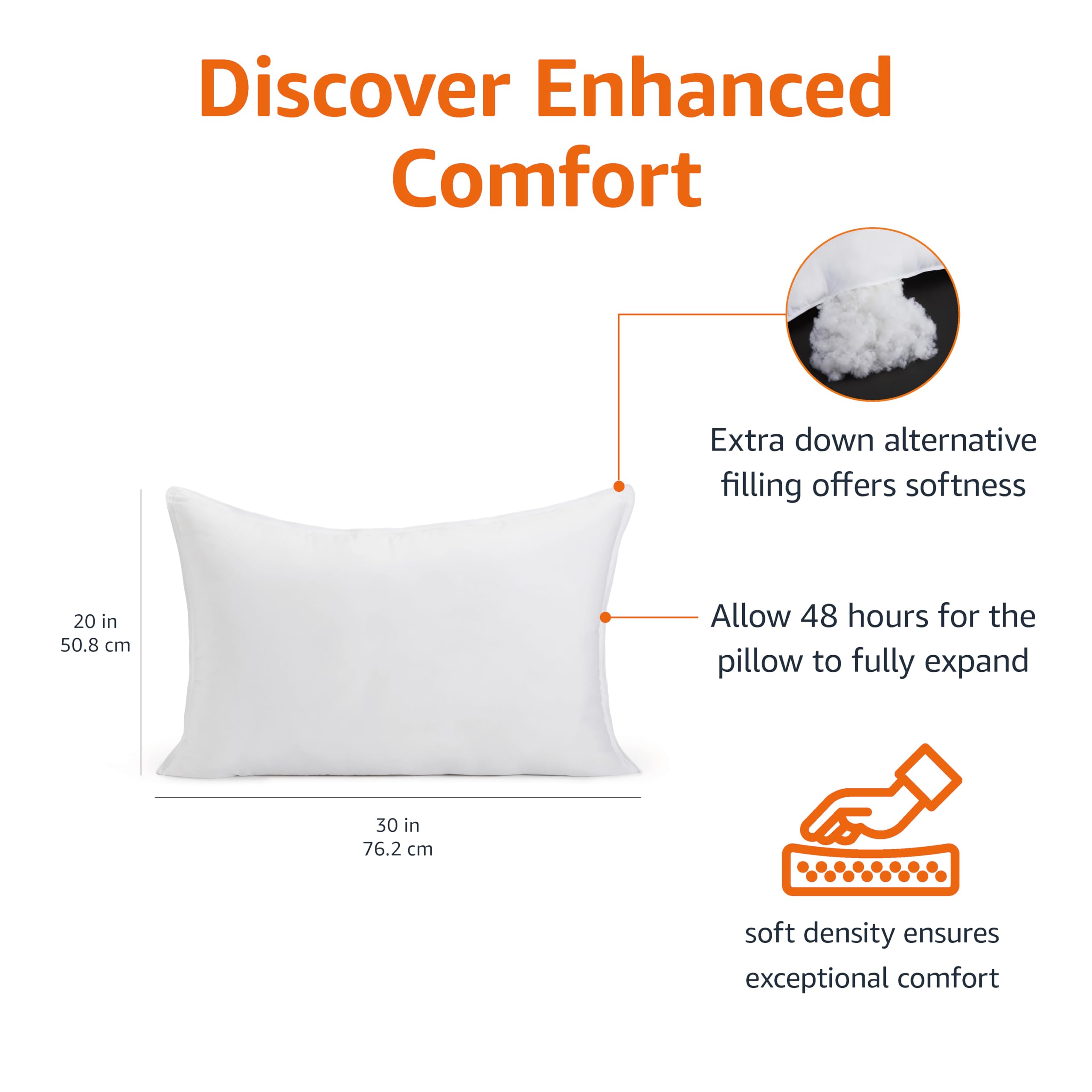 Amazon Basics queen-size pillow ready for stomach and back sleepers.
