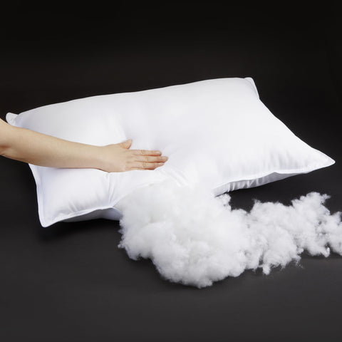 Amazon Basics pillow after unboxing, fluffy loft starting to expand.