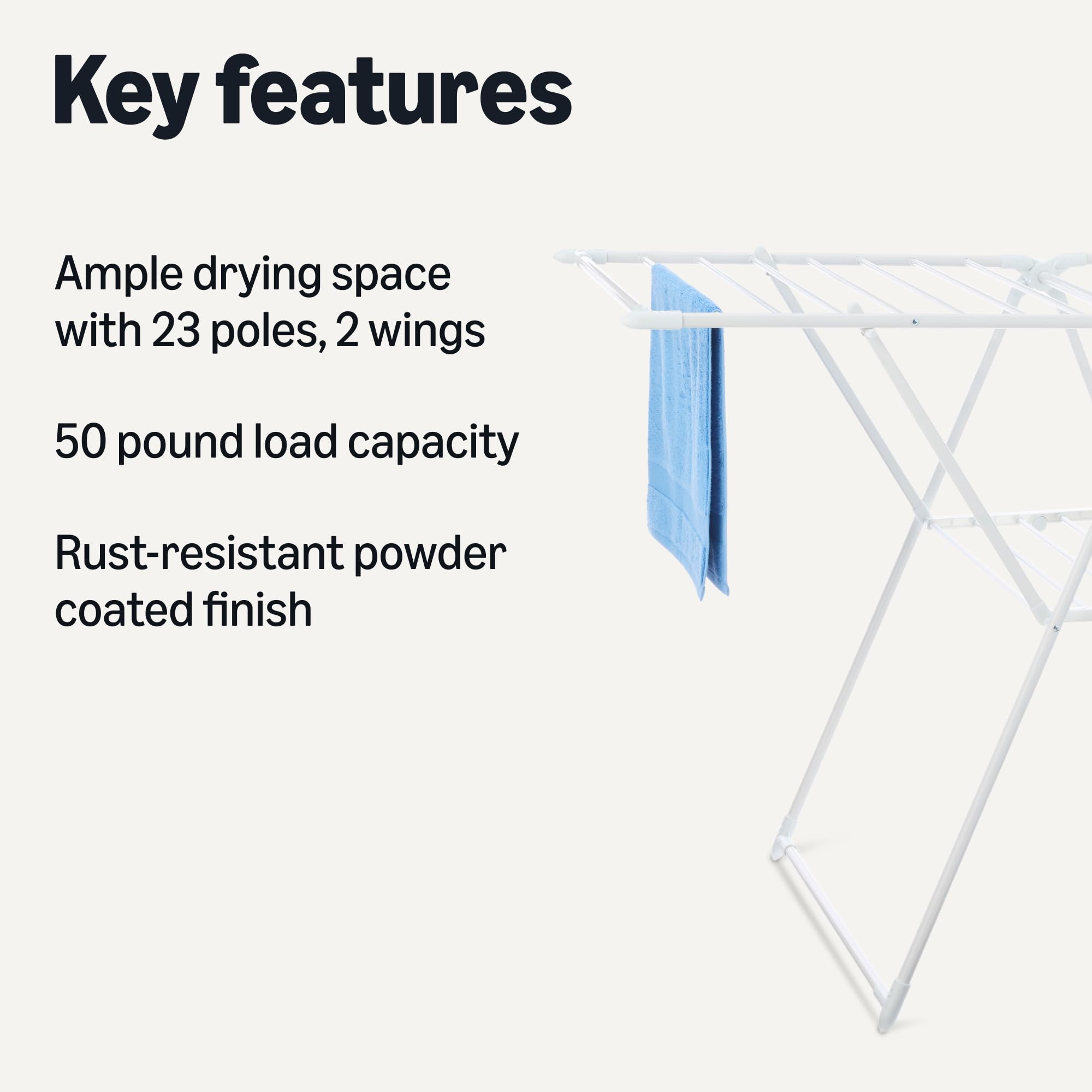 Amazon Basics drying rack assembly showing tool-free setup for quick use.