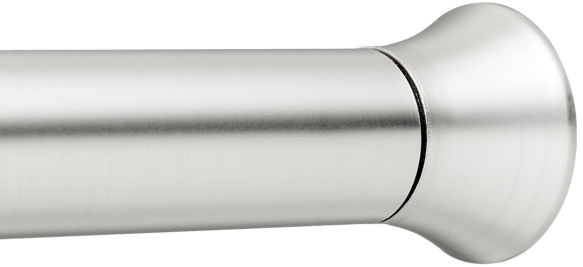 Amazon Basics tension rod extended to fit 42-72 inches for versatile bathroom setups.