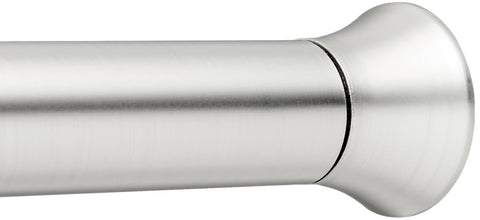 Amazon Basics tension rod extended to fit 42-72 inches for versatile bathroom setups.