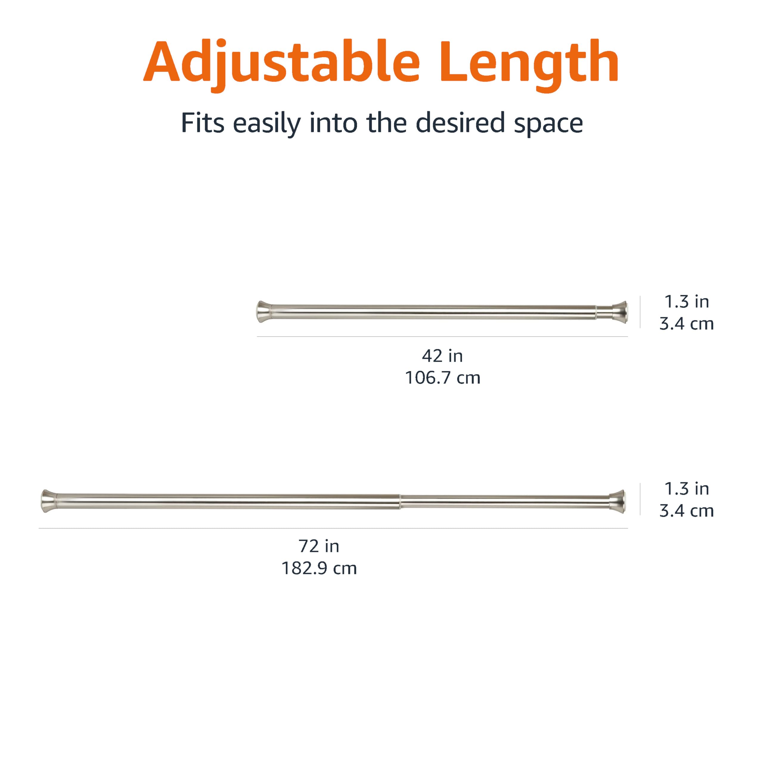 Amazon Basics installed tension rod supports up to 20 pounds for fabrics.