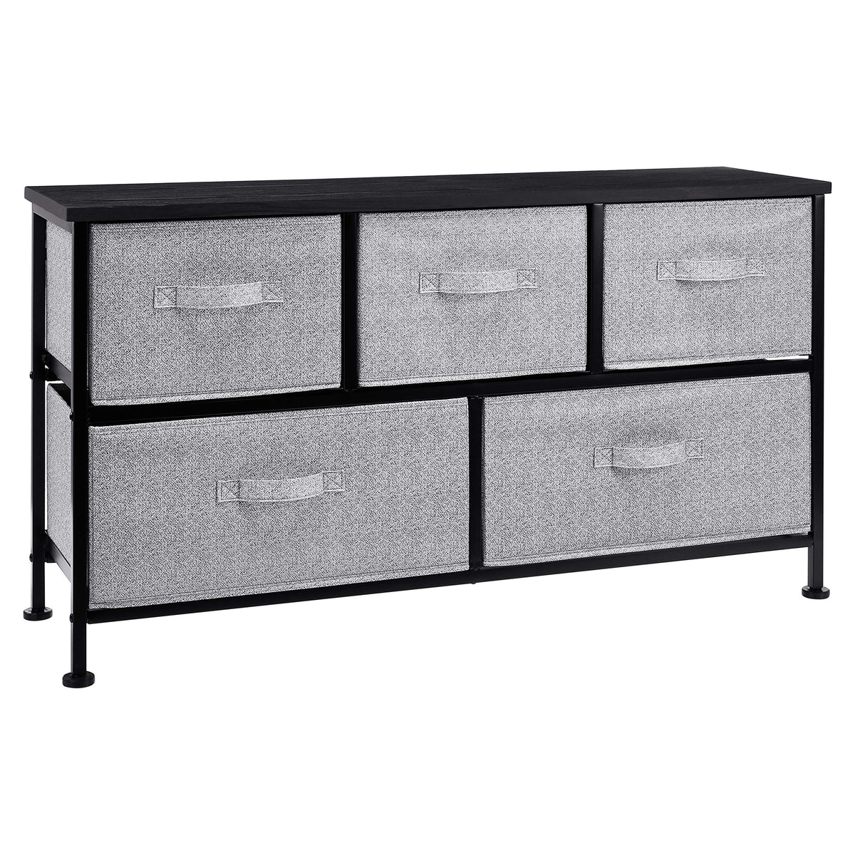 Amazon Basics extra wide fabric 5-drawer organizer, front view for closet organization.