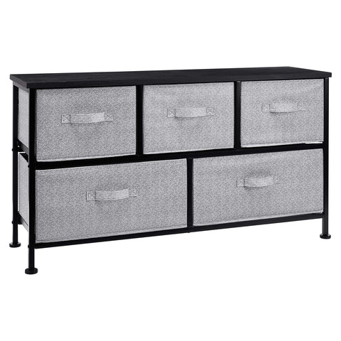Amazon Basics extra wide fabric 5-drawer organizer, front view for closet organization.