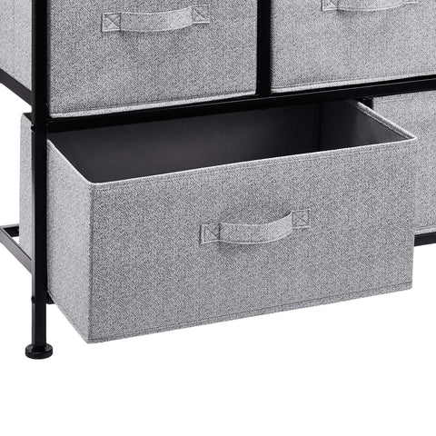 Amazon Basics fabric drawer pulled out with easy-glide handles for quick access.