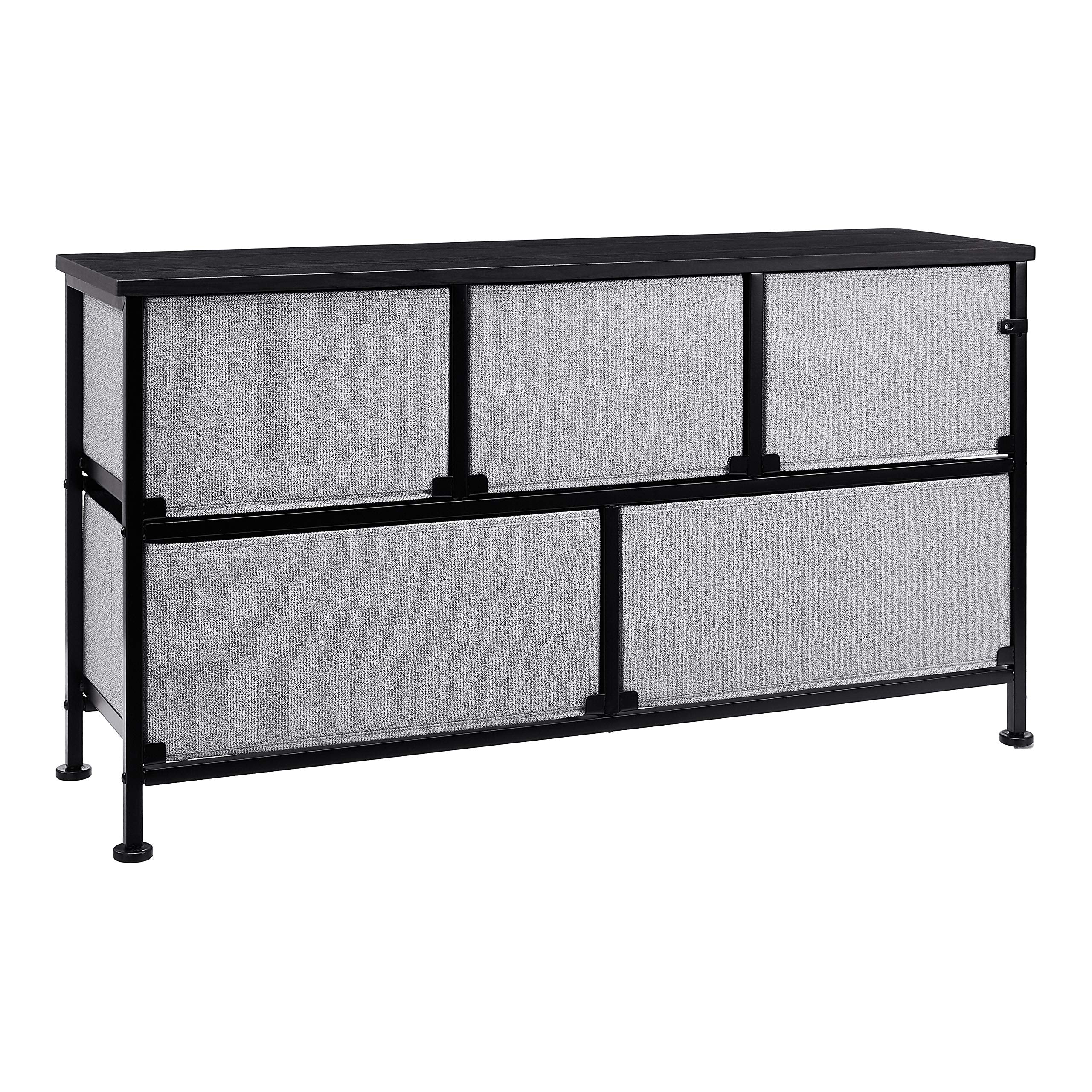 Top view of sturdy steel frame with laminated wood top in black organizer.