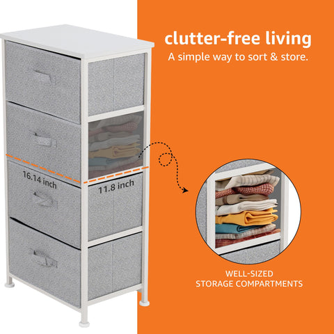 Close-up of fabric drawer on Amazon Basics unit for quick access