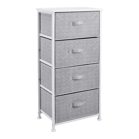 Laminate wood top and steel frame of Amazon Basics organizer