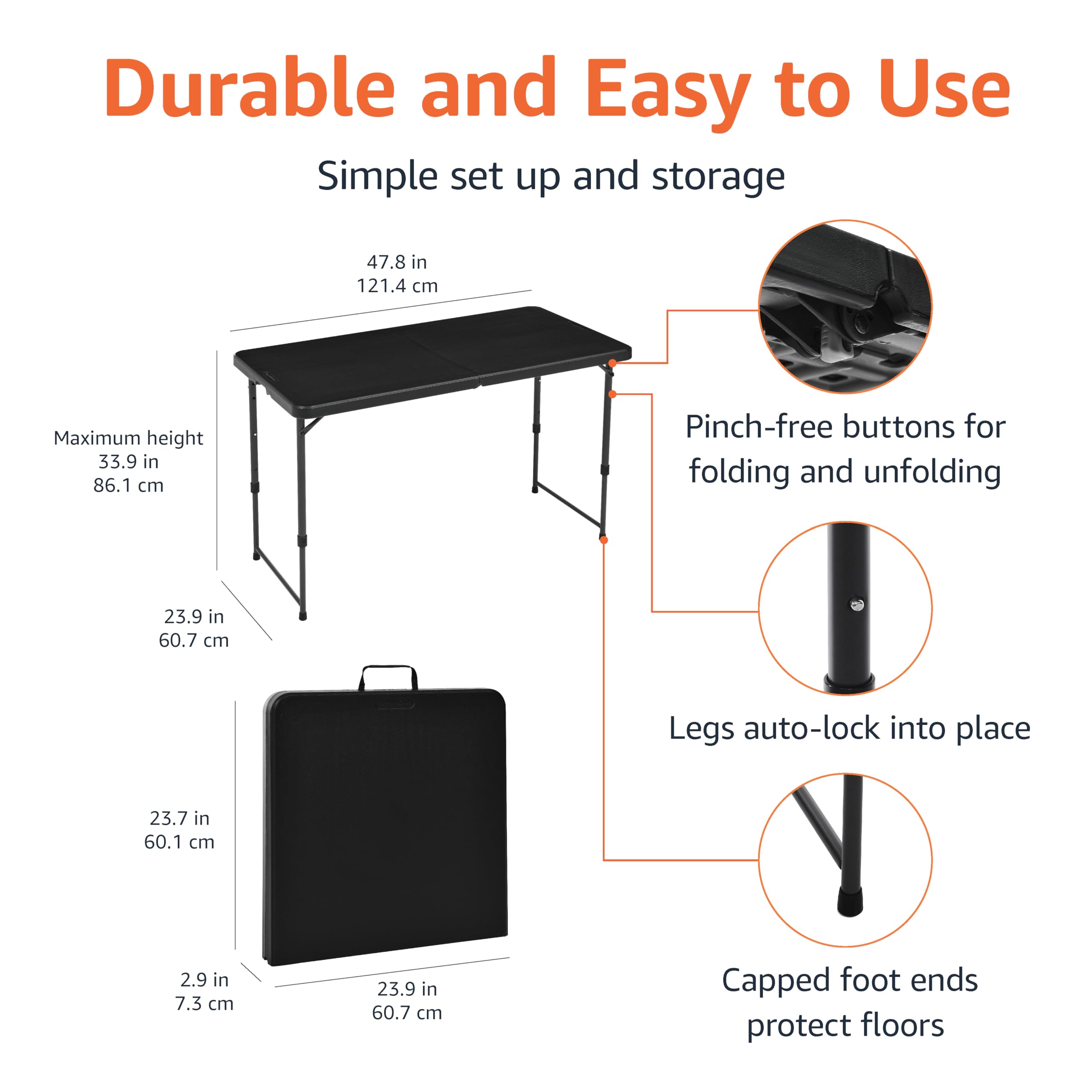 Amazon Basics fold-in-half design enables compact storage after events.