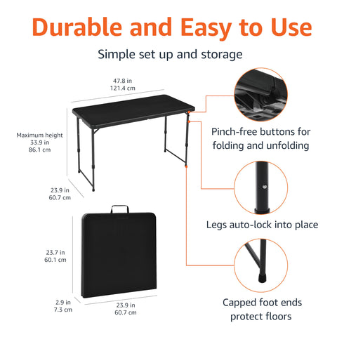 Amazon Basics fold-in-half design enables compact storage after events.