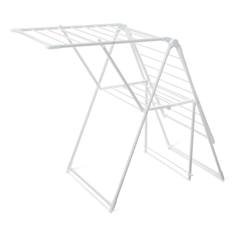 Amazon Basics foldable two-wing drying rack provides ample space for towels and jeans.