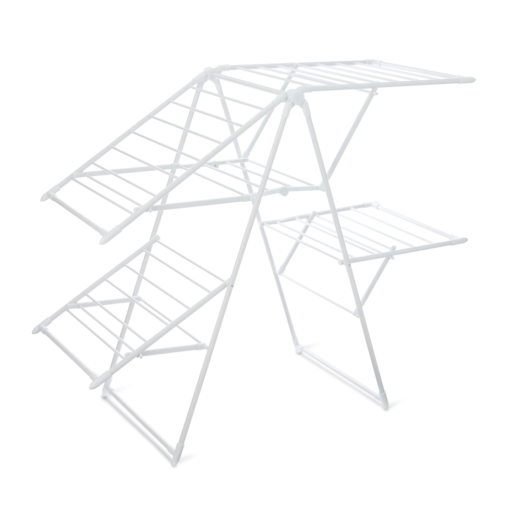Amazon Basics foldable drying rack assembled with four wings for spacious air drying.