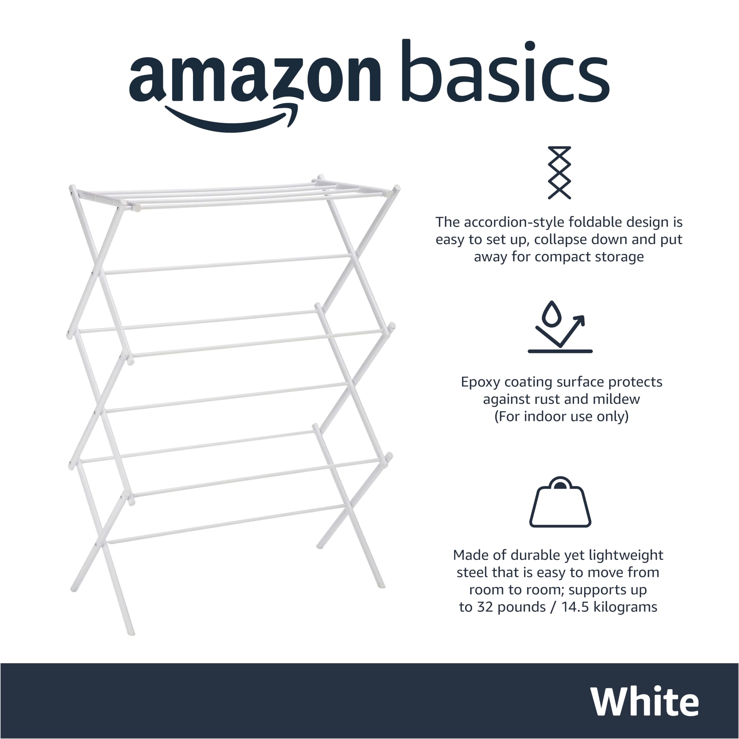 Amazon Basics folded view shows space-saving design for small spaces.