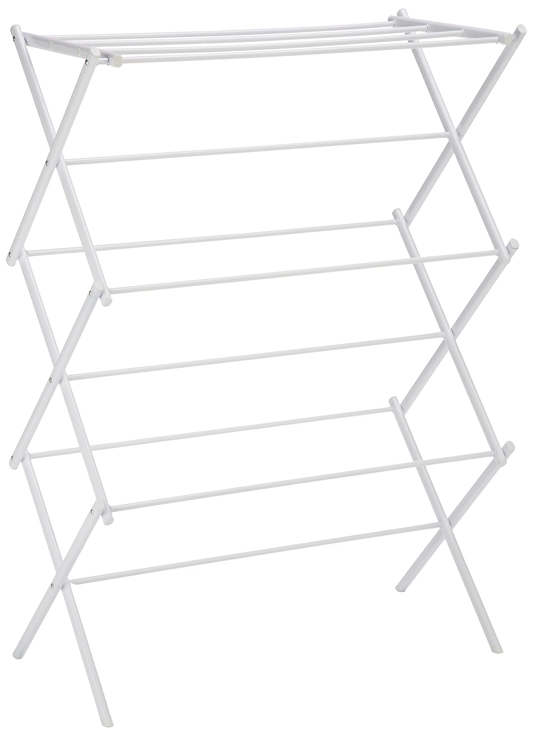 Amazon Basics foldable drying rack, front view, ideal for indoor air drying.
