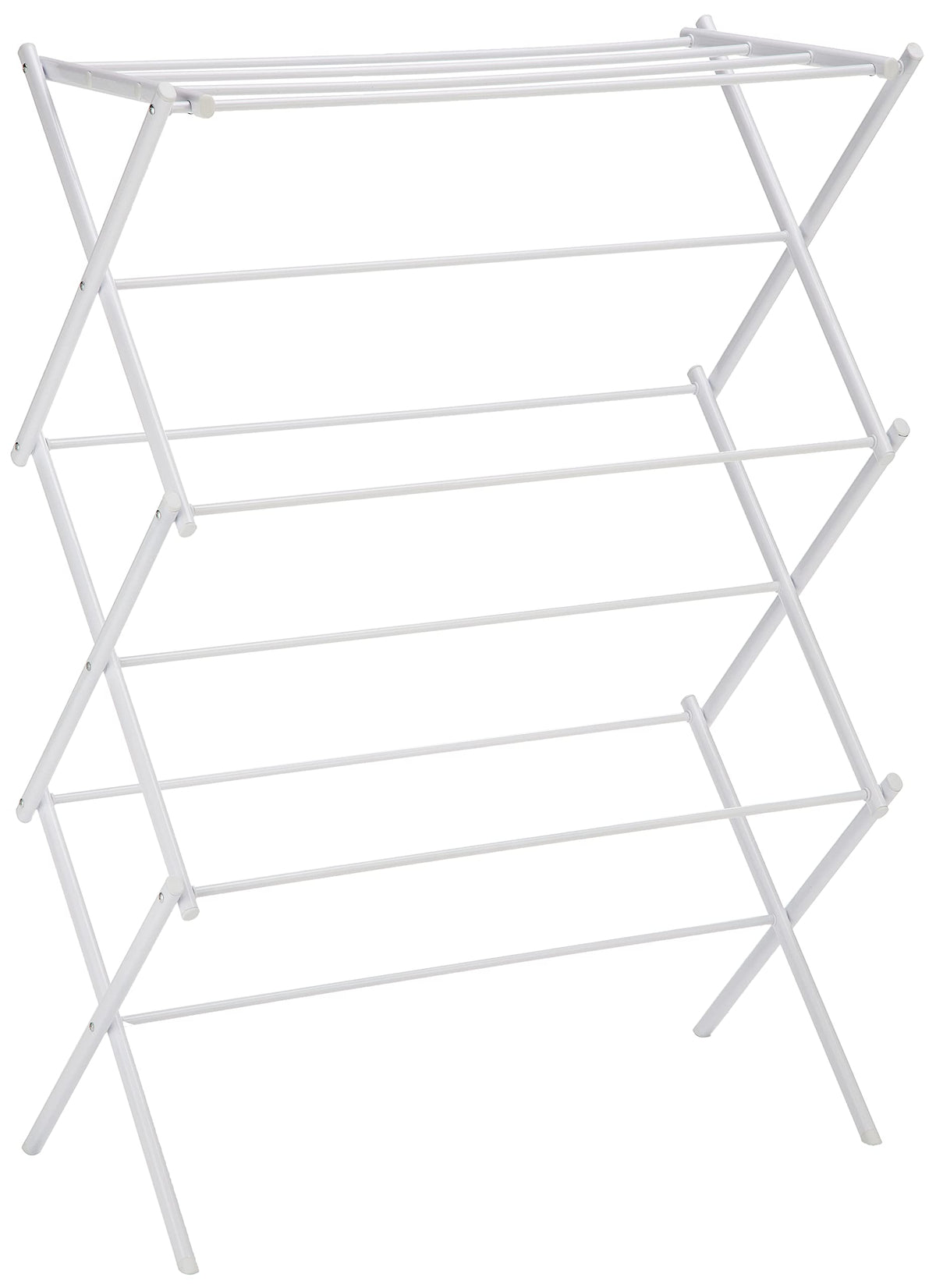 Amazon Basics foldable drying rack, front view, ideal for indoor air drying.