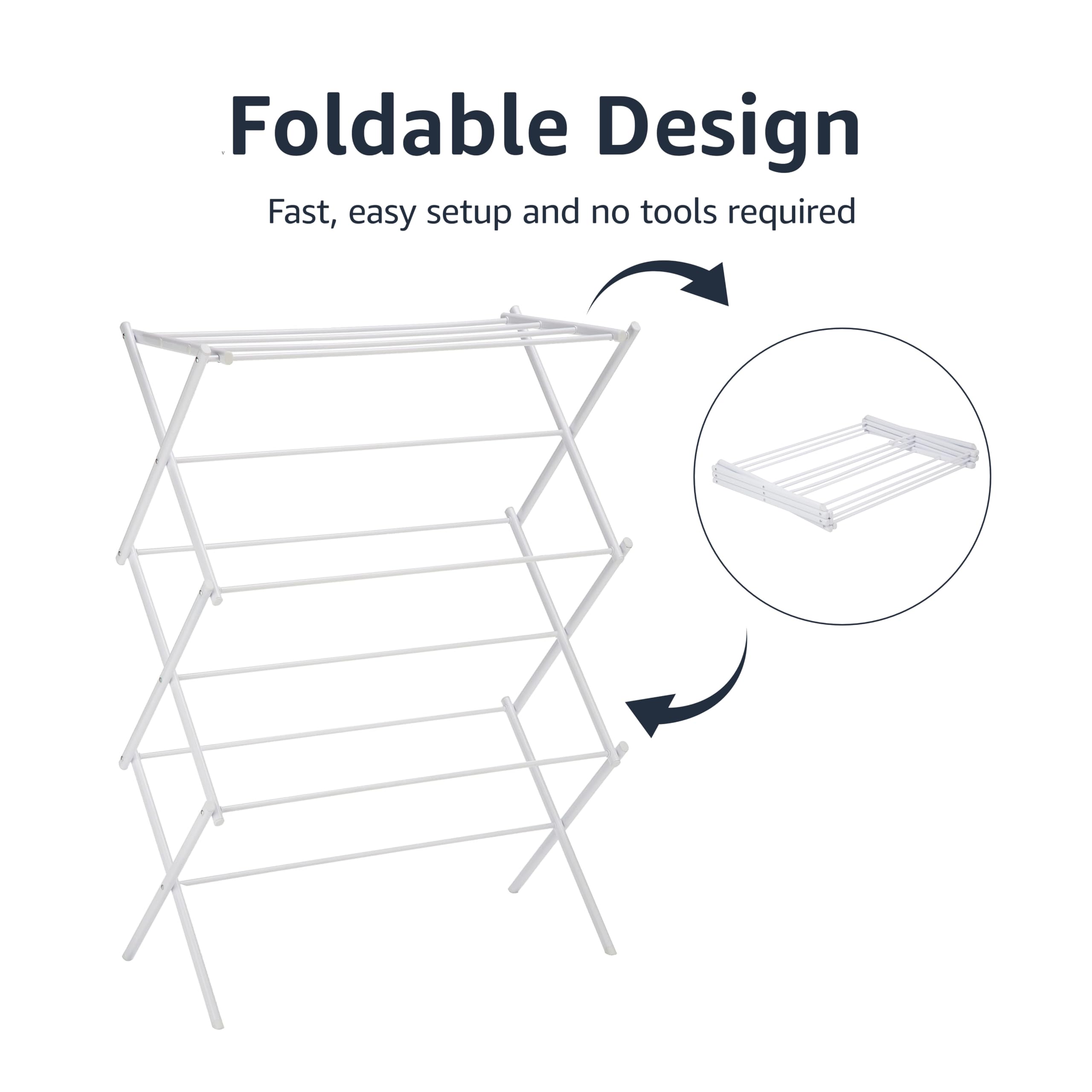 Amazon Basics white steel frame supports up to 32 pounds.