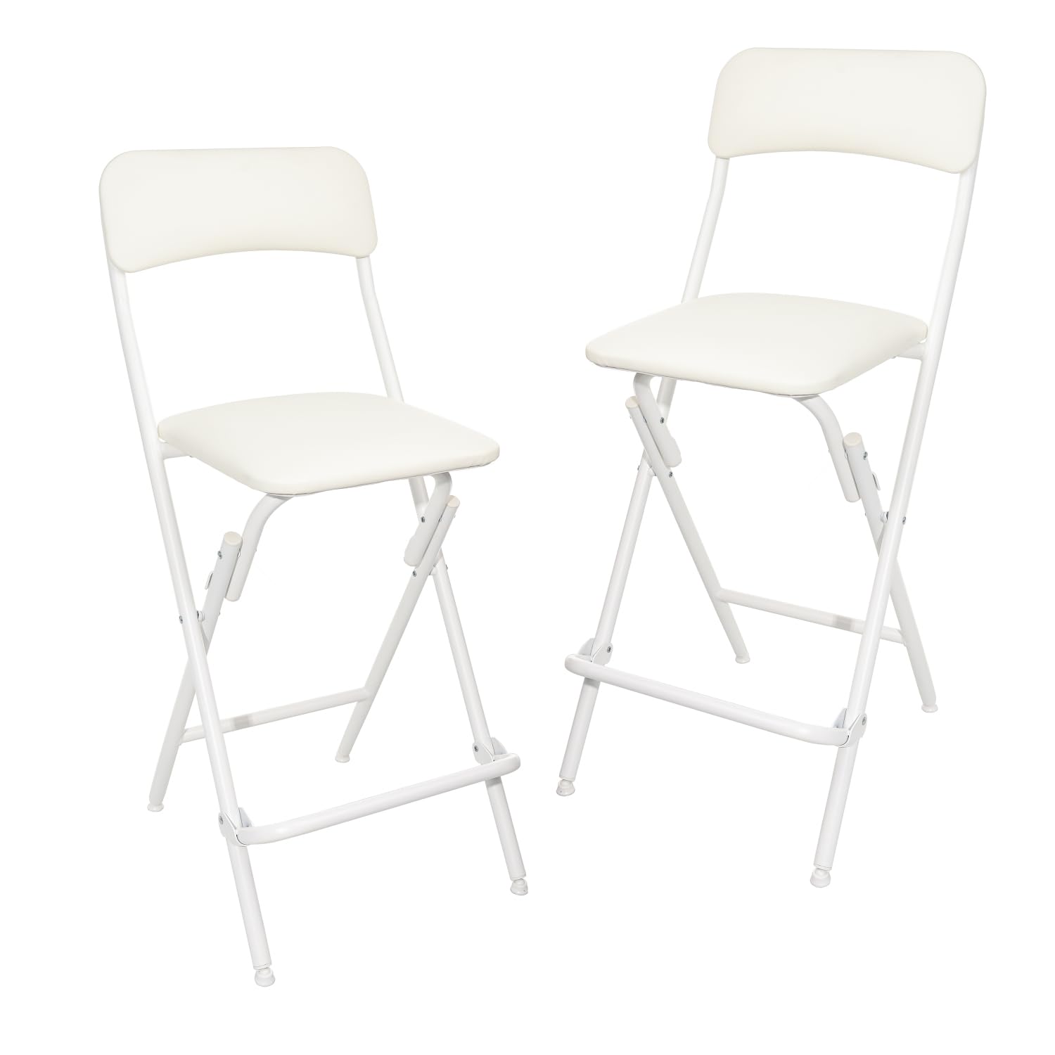 Amazon Basics folding bar stool 24-inch white for portable, room-to-room seating.