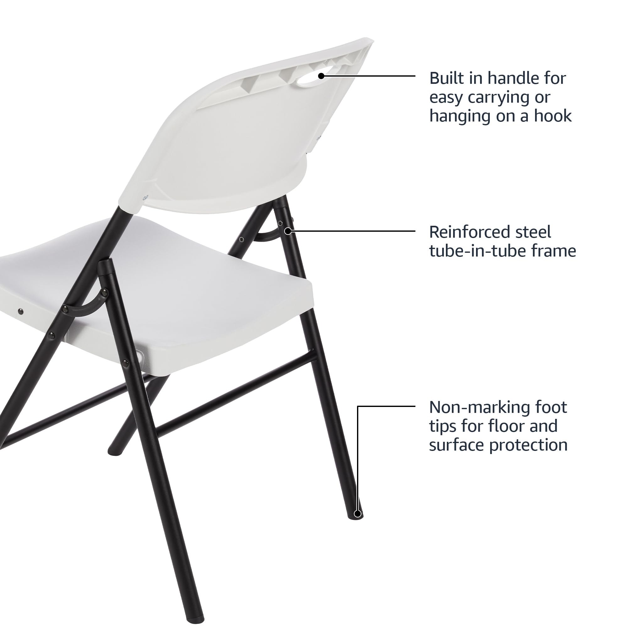 Amazon Basics chair featuring a durable steel frame and cross braces for lasting strength.