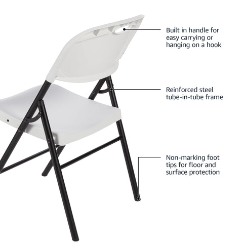 Amazon Basics chair featuring a durable steel frame and cross braces for lasting strength.