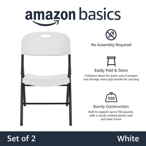 Amazon Basics chair with built-in carry handle for easy transport and compact storage.