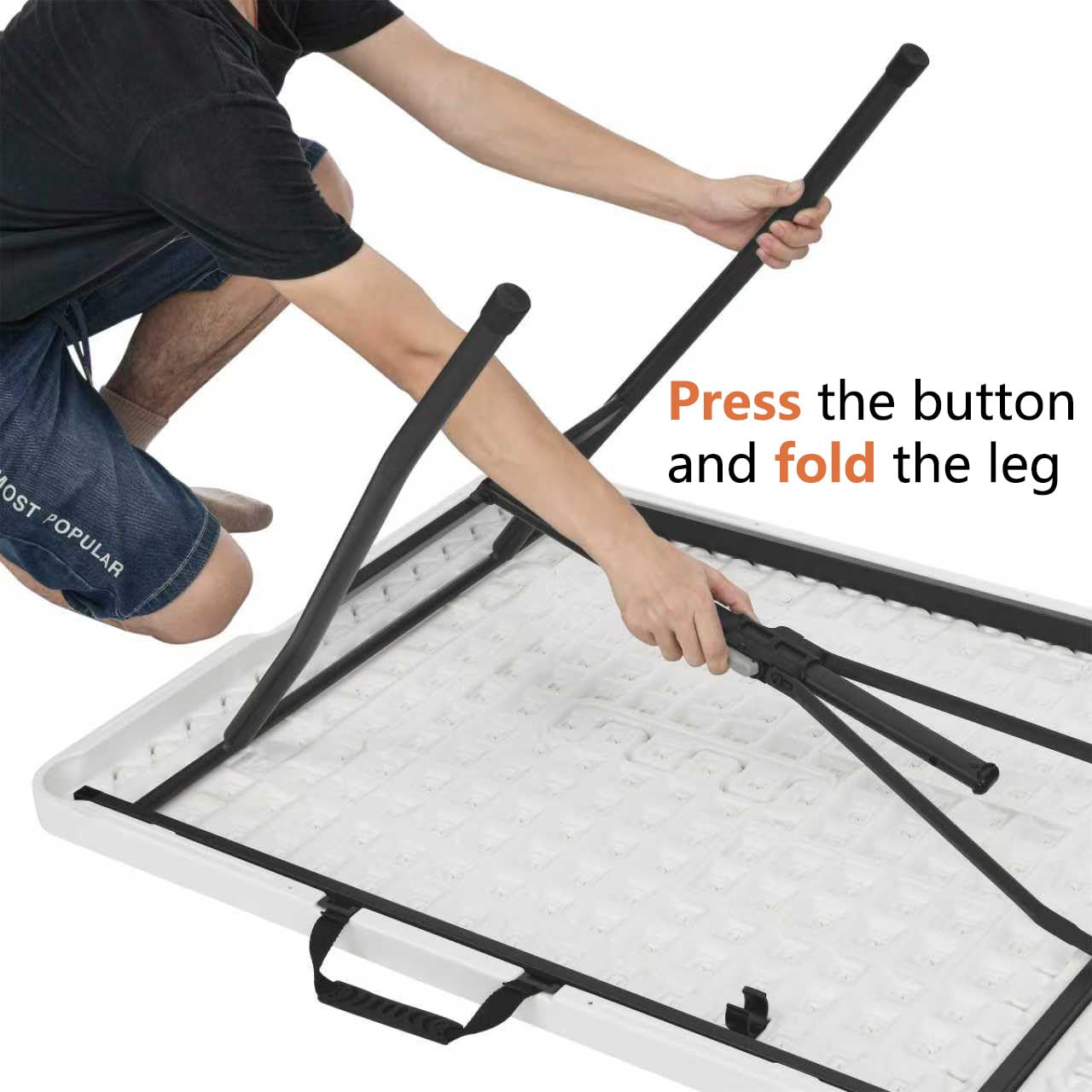 Amazon Basics portable table with carrying handle for easy transport
