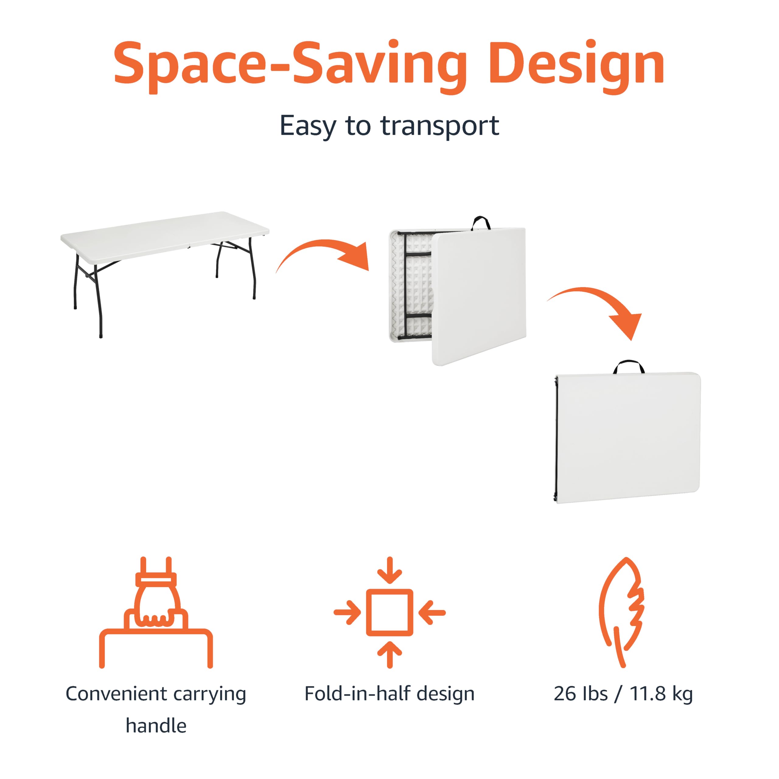 Amazon Basics table with pinch-free fold keeps setup safe