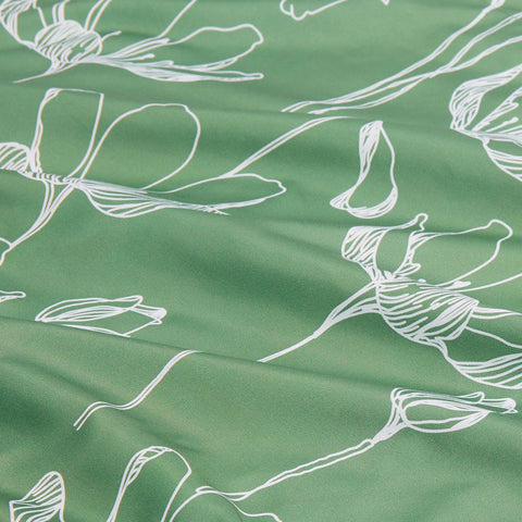 Amazon Basics fitted sheet in green floral for a snug, wrinkle-resistant fit