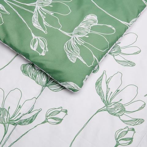 Amazon Basics flat sheet in green floral for smooth, breathable sleep