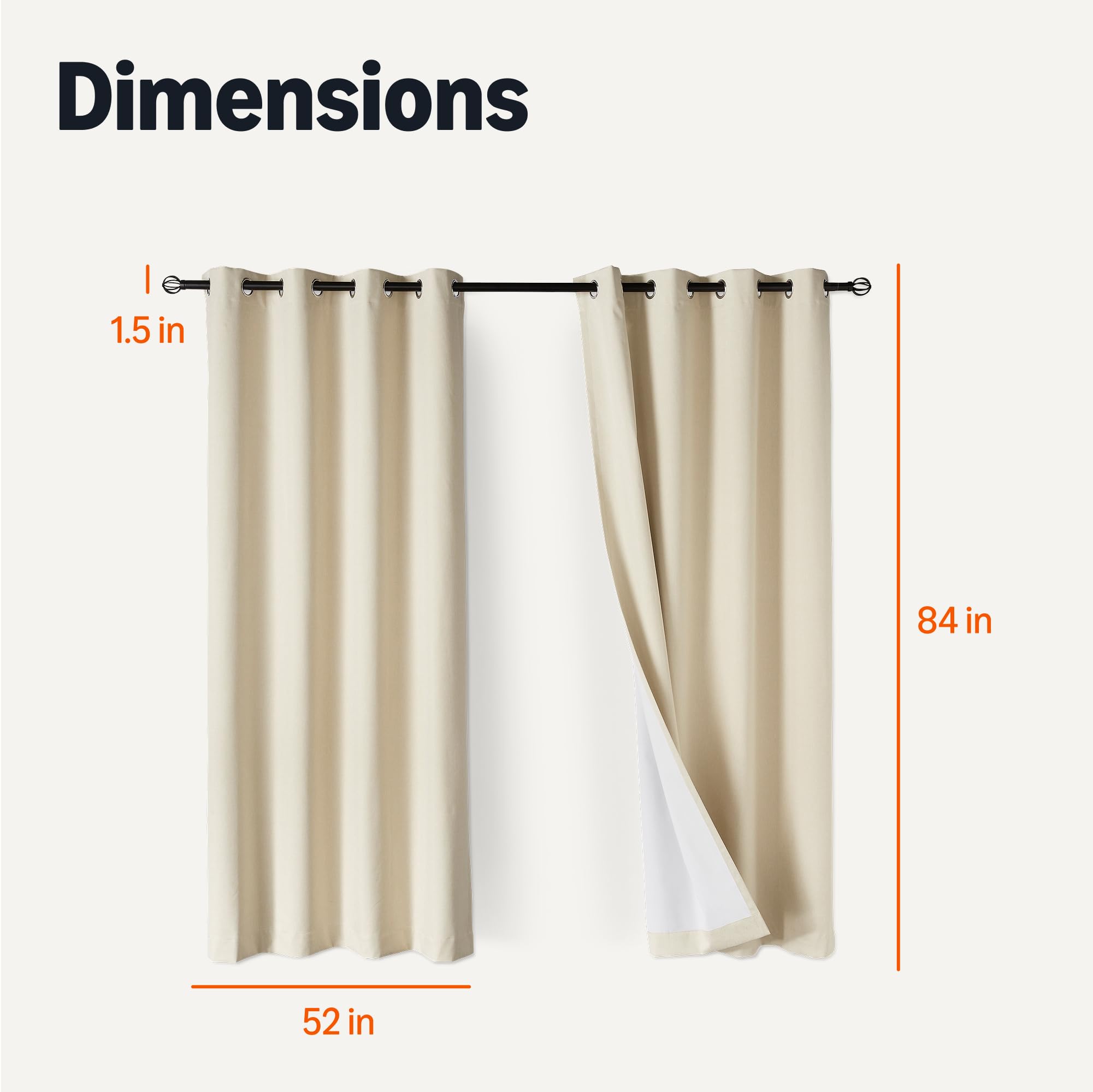 Amazon Basics beige blackout curtains demonstrating recycled polyester material and sustainability